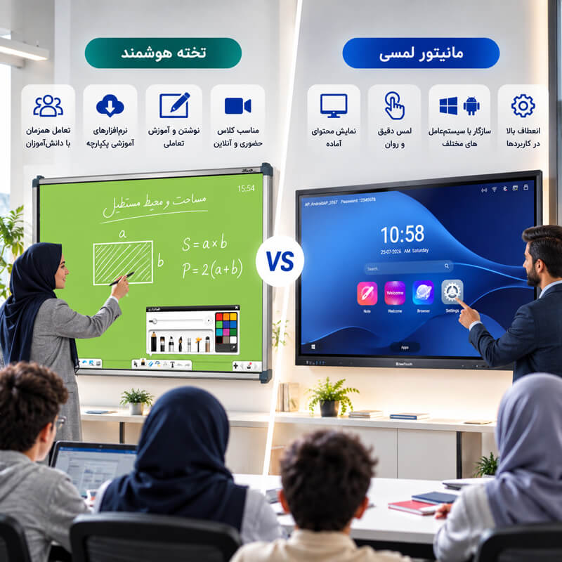 تخته هوشمند یا مانیتور لمسی؛ مقایسه کاربردها تخته هوشمند یا مانیتور لمسی؛ مقایسه کاربردها