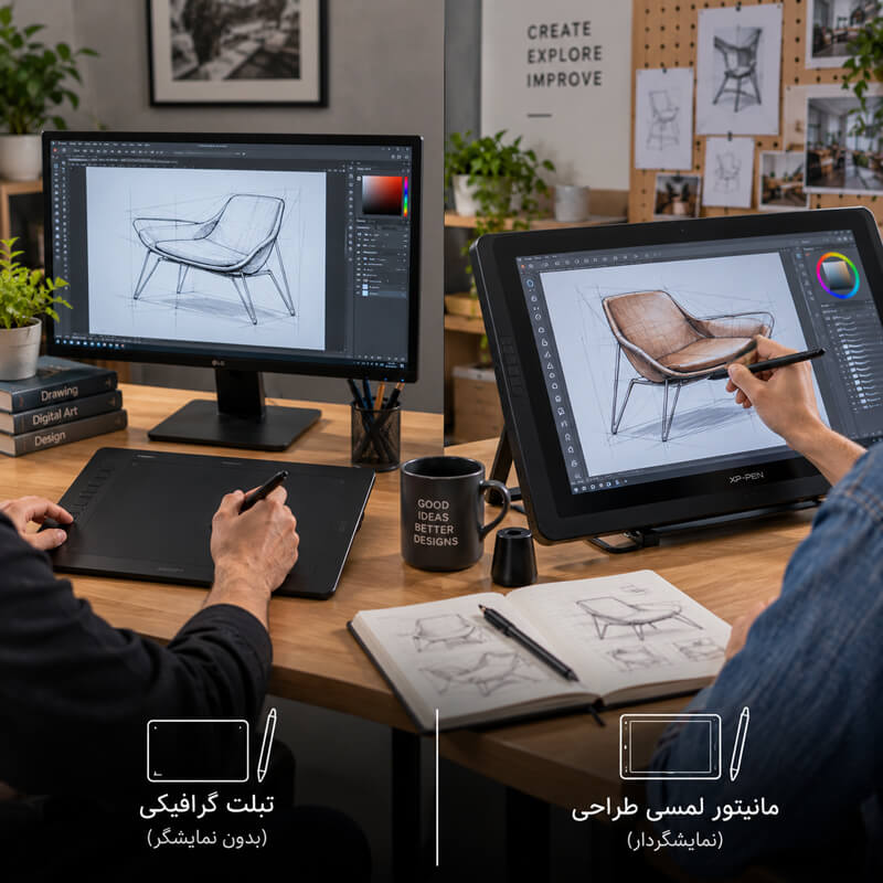 تفاوت مانیتور لمسی با تبلت گرافیکی تفاوت مانیتور لمسی با تبلت گرافیکی