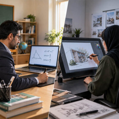 قلم نوری برای تدریس و مانیتور لمسی برای طراحی