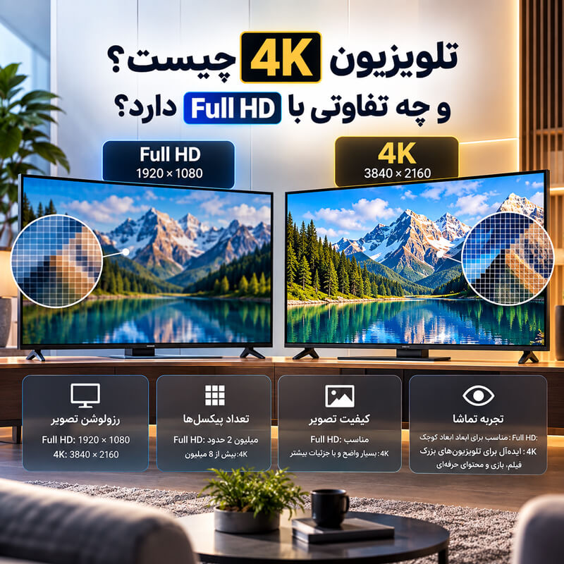 تلویزیون 4K چیست و چه تفاوتی با Full HD دارد؟ تلویزیون 4K چیست و چه تفاوتی با Full HD دارد؟
